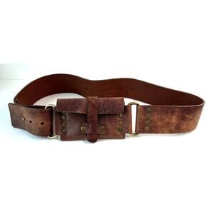 Sandy Duftler Design Women Size SM Brown Leather Hip Pouch Belt 4272